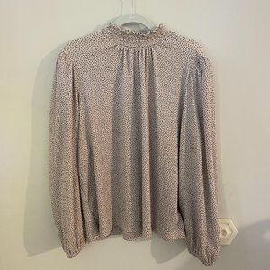 Loft High Neckline Cream Polkadot Blouse - Edwardian/Victorian Inspired